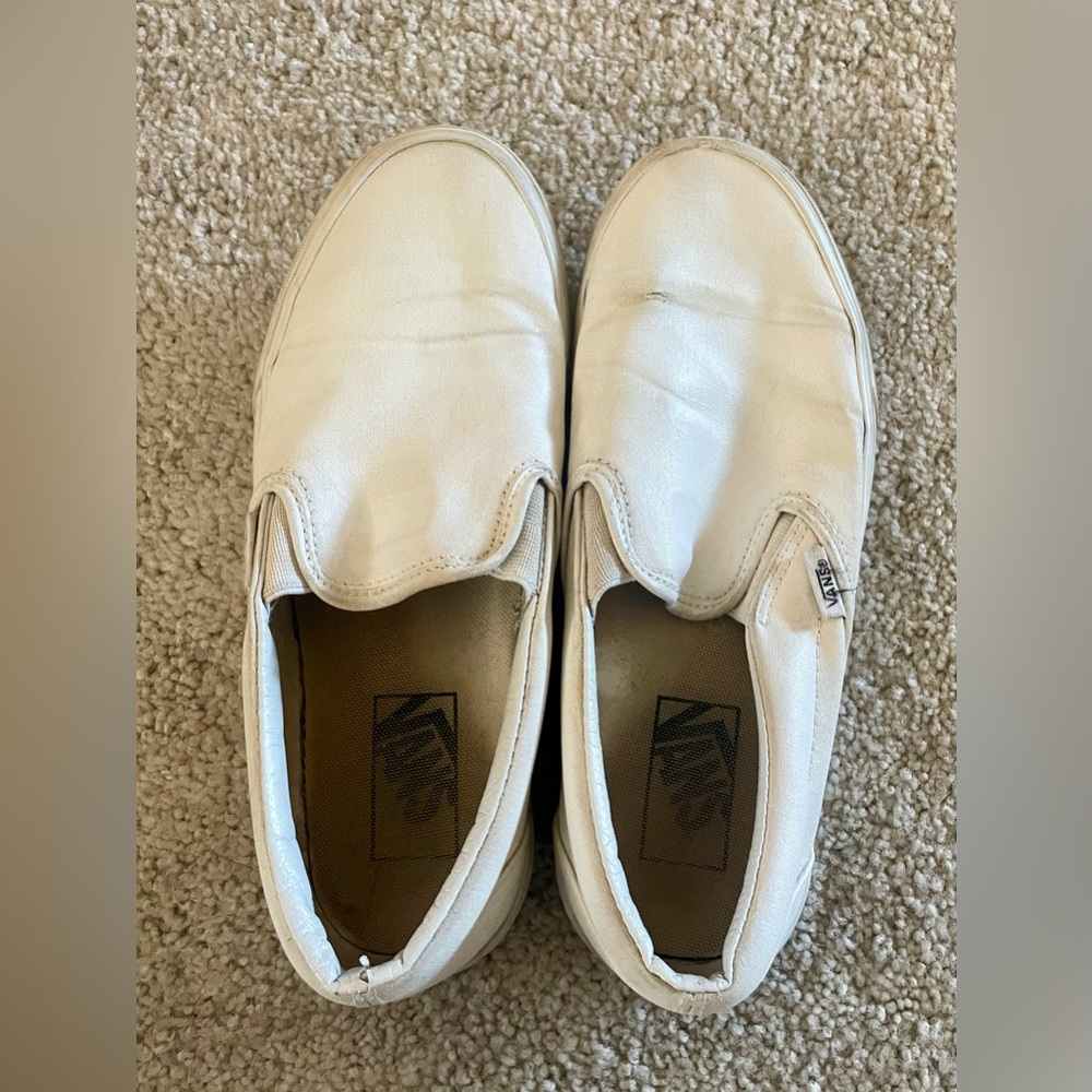 Two Pairs of Classic White Slip-On Vans!